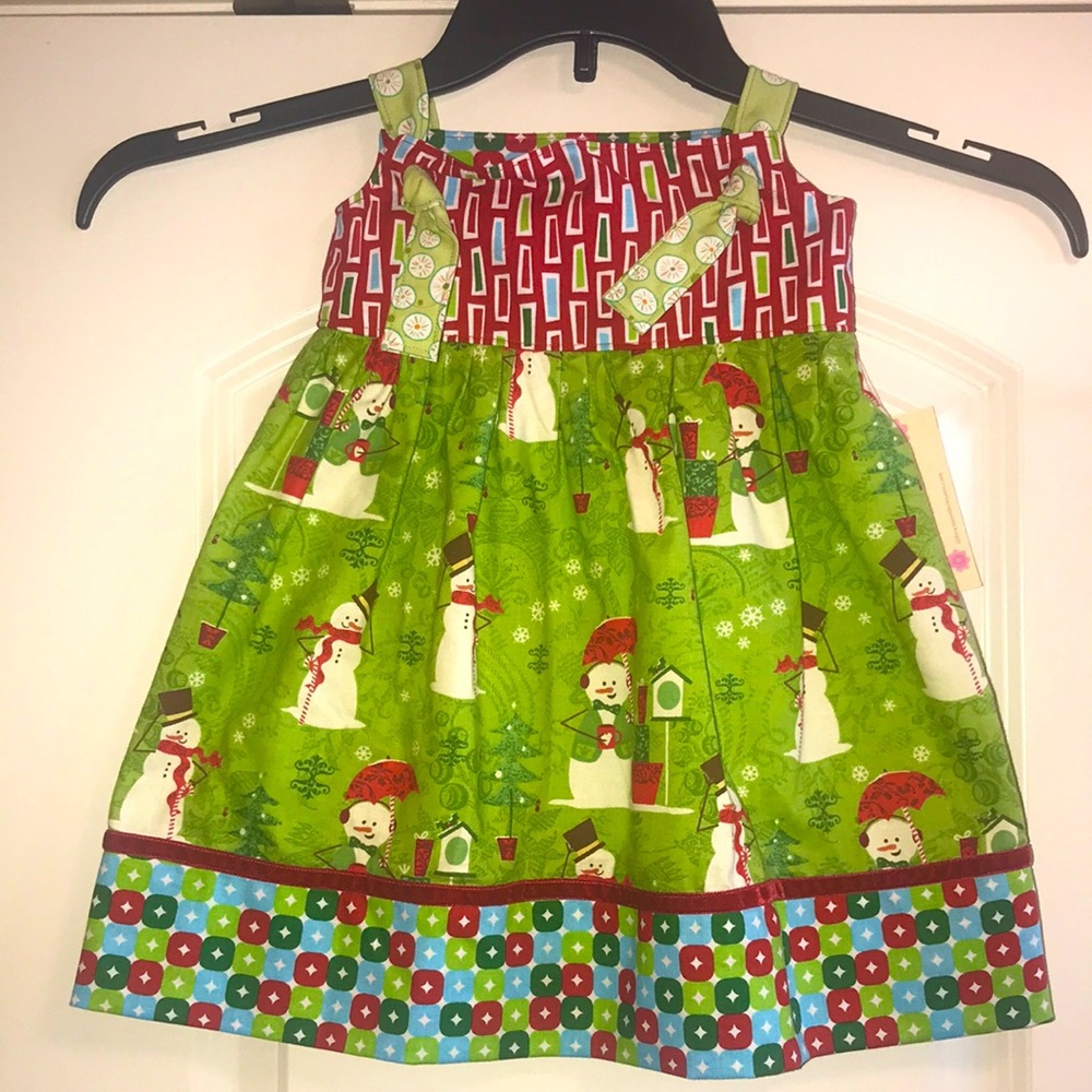 Handmade Christmas knot dress. Girls size 2t.
